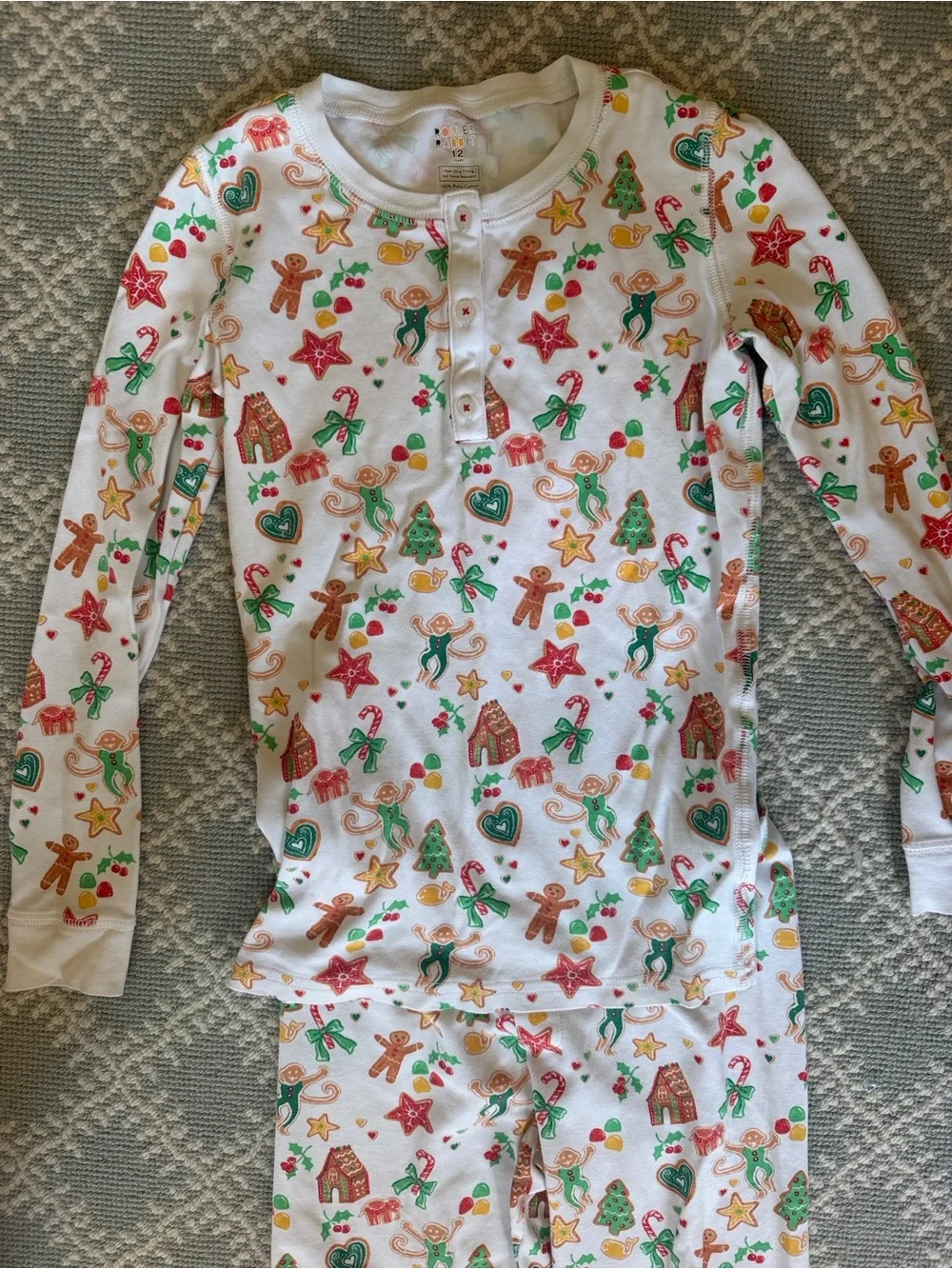 Roller Rabbit Kids Gingerbread Party Pajama Set Christmas Holiday 12